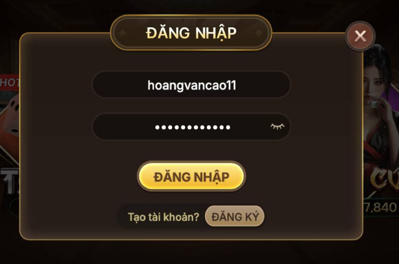 Điền thông tin tài khoản